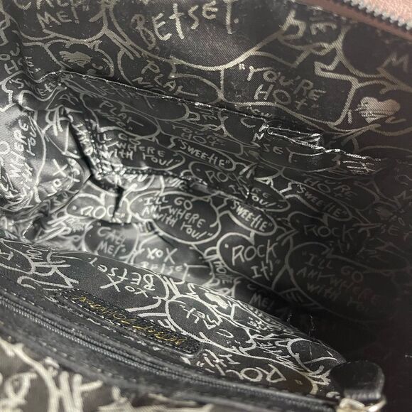 Betsey Johnson multi color quilted Shoulder bag large mauve bow & studs accent - Picture 10 of 15